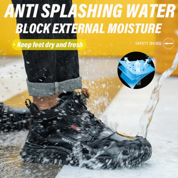 Rotating Button Indestructible Shoes Safety Boots Men Steel Toe work Boots Waterproof Non-slip Puncture-Proof Protective Shoes - Image 5