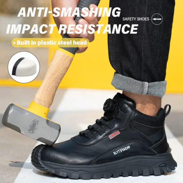 Rotating Button Indestructible Shoes Safety Boots Men Steel Toe work Boots Waterproof Non-slip Puncture-Proof Protective Shoes - Image 6