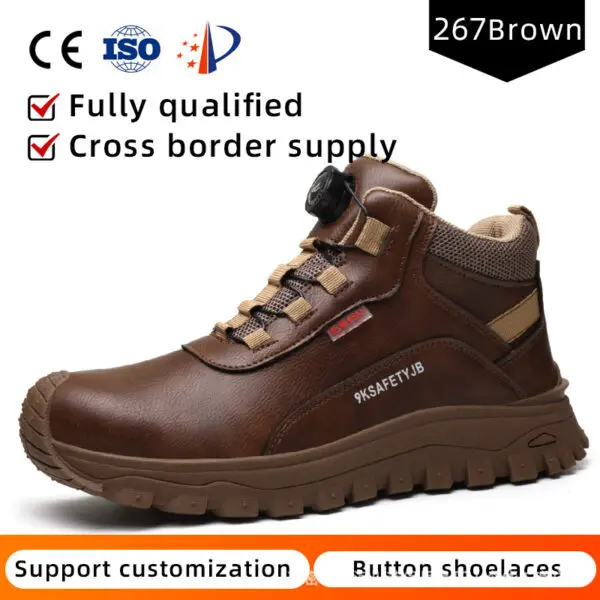 Rotating Button Indestructible Shoes Safety Boots Men Steel Toe work Boots Waterproof Non-slip Puncture-Proof Protective Shoes - Image 7