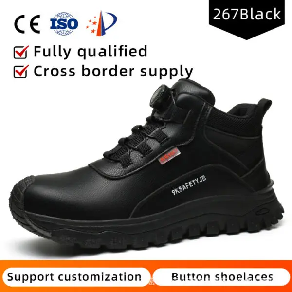 Rotating Button Indestructible Shoes Safety Boots Men Steel Toe work Boots Waterproof Non-slip Puncture-Proof Protective Shoes - Image 8