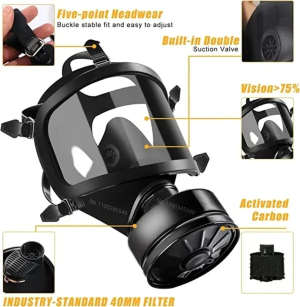 New MF14/87 Respirator, Full Face Gas Mask with Activated Carbon Filter for Vapour, Chemical, Nuclear Contamination Protection - Image 5