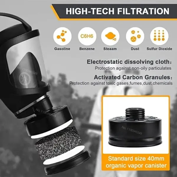 New MF14/87 Respirator, Full Face Gas Mask with Activated Carbon Filter for Vapour, Chemical, Nuclear Contamination Protection - Image 6
