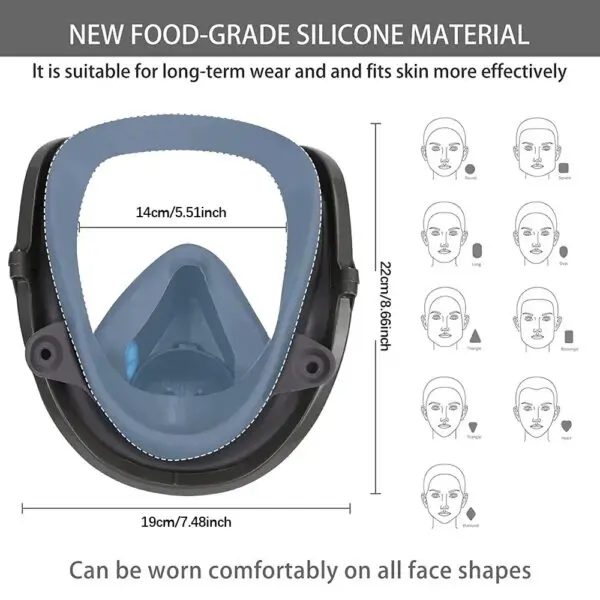 6800 Anti-Fog Full Face Gas Mask with Dust Filter for Industrial Paint, Spray, Vaccination, Safety, and Formaldehyde Protection - Image 2