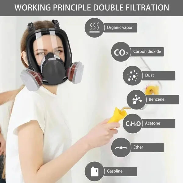 6800 Anti-Fog Full Face Gas Mask with Dust Filter for Industrial Paint, Spray, Vaccination, Safety, and Formaldehyde Protection - Image 4
