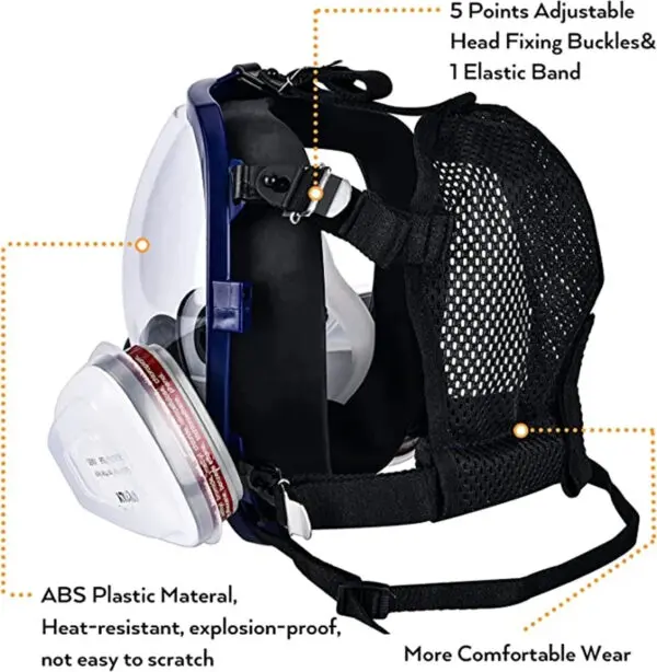 Chemical Gas Mask 6800 Dust Respirator Anti-Fog Full Face Mask Filter For Industrial Acid Gas, Welding Spray Paint Insecticide - Image 5