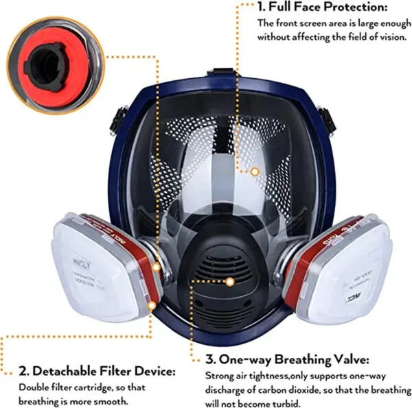Chemical Gas Mask 6800 Dust Respirator Anti-Fog Full Face Mask Filter For Industrial Acid Gas, Welding Spray Paint Insecticide - Image 6
