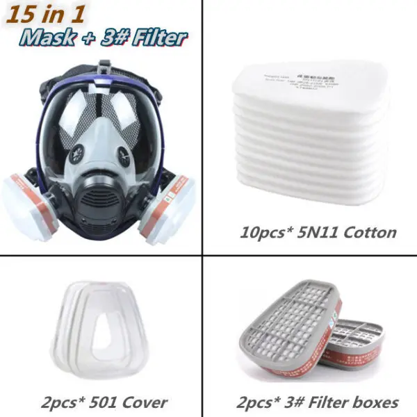 Chemical Gas Mask 6800 Dust Respirator Anti-Fog Full Face Mask Filter For Industrial Acid Gas, Welding Spray Paint Insecticide - Image 7