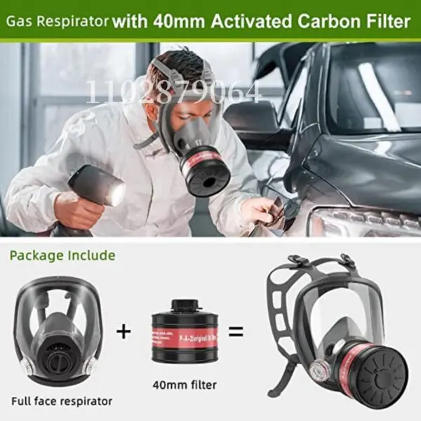 Full face respirator - mask with 40 mm gas filter canister for industrial gases, chemical, polishing, welding, spraying Gas mask - Image 2