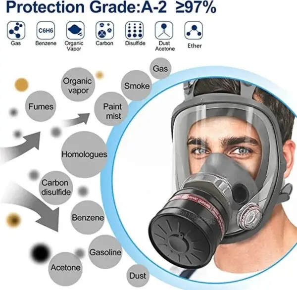 Full face respirator - mask with 40 mm gas filter canister for industrial gases, chemical, polishing, welding, spraying Gas mask - Image 4