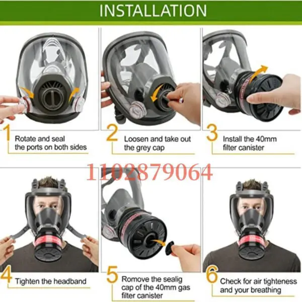 Full face respirator - mask with 40 mm gas filter canister for industrial gases, chemical, polishing, welding, spraying Gas mask - Image 5