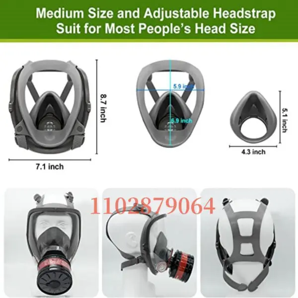 Full face respirator - mask with 40 mm gas filter canister for industrial gases, chemical, polishing, welding, spraying Gas mask - Image 6