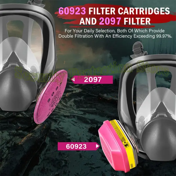 Full Face Respirator 6800 Mask NIOSH Silicone Face Seal Reusable Respirator Mask with Filters 60923 2097 for Paint Spray Dust - Image 2