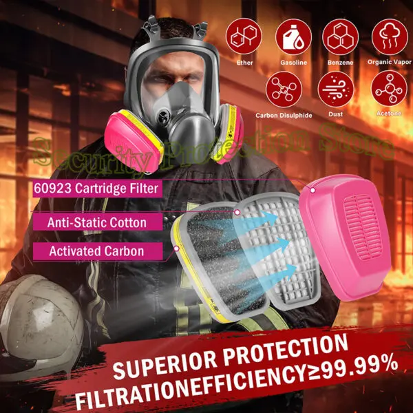 Full Face Respirator 6800 Mask NIOSH Silicone Face Seal Reusable Respirator Mask with Filters 60923 2097 for Paint Spray Dust - Image 4