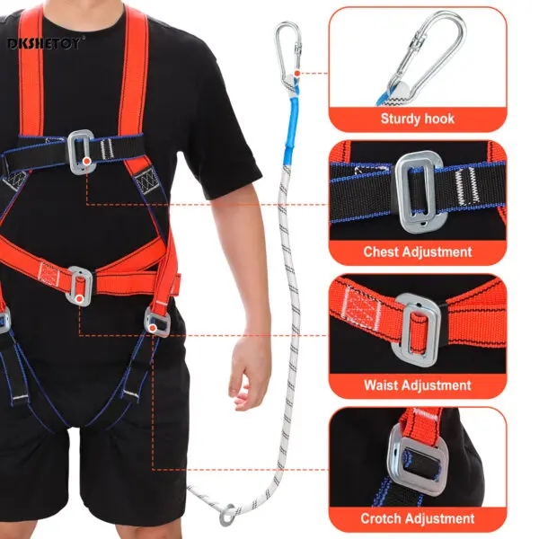 Safety Harnesses Fall Protection Adjustment Safety Belt with Hook for Air-conditioning Installation Electric Wire Maintenance