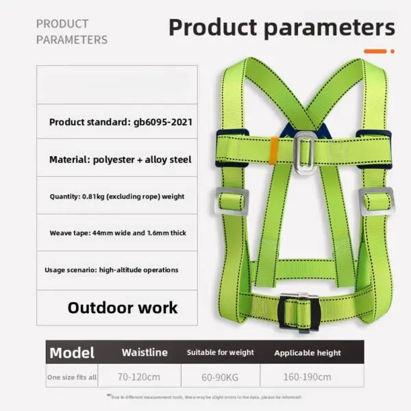 Half-body Three-point Anti-drop Seat Belt High-altitude Work Fall Protection Construction Polyester Double-back Seat Belt - Image 2