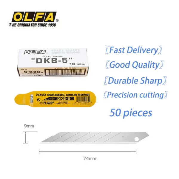 50 piece original Japanese OLFA DKB-5 9mm blade with 30 degree angle graphic replacement blade, professional sharp cutting, high-strength work, home/school/office