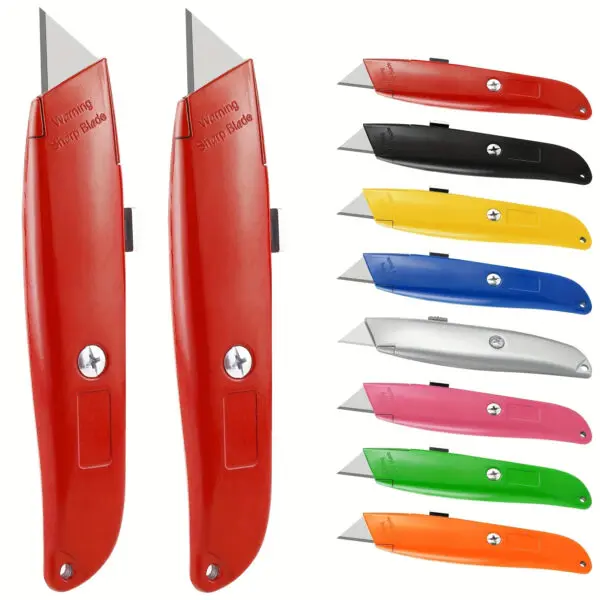 2Pack Utility Knife Box Cutter Retractable Blade Heavy Duty Utility Knife Retractable, Secure Locking,or Home, Office, School