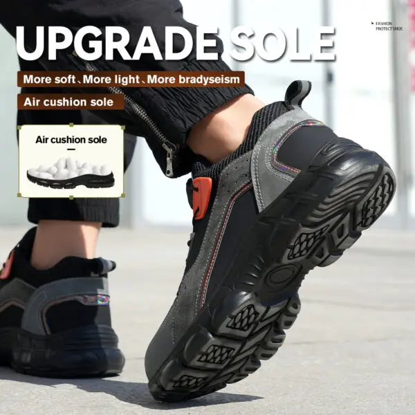 Steel Toe Safety Shoes Men, Anti-Puncture Anti-Smash Non Slip Industrial Work Boots Lightweight Breathable Rotating Button Shoes - Image 4
