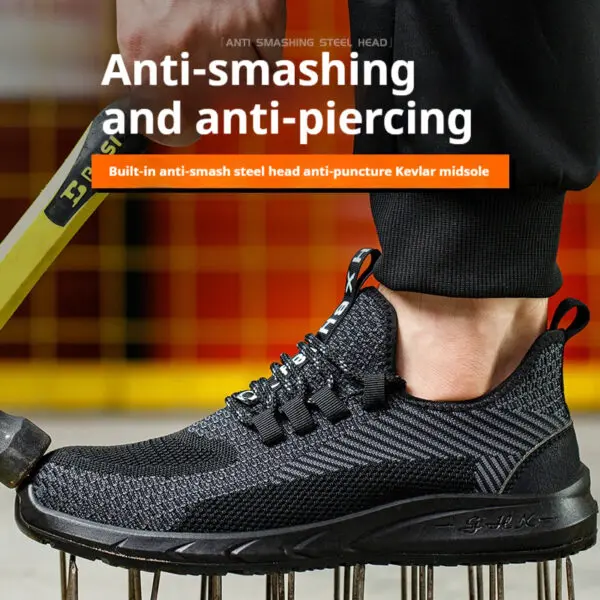 Anti-smash Men Steel Toe Work Shoes Lightweight Breathable Work Sneaker Indestructible Protective Boots Non Slip Work Shoes - Image 3