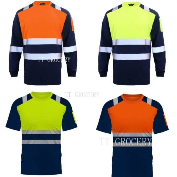 High Visibility Safety Work Shirts Summer Breathable Work T Shirt Reflective T-shirt Quick Dry Hi Vis Shirts Safety Clothing