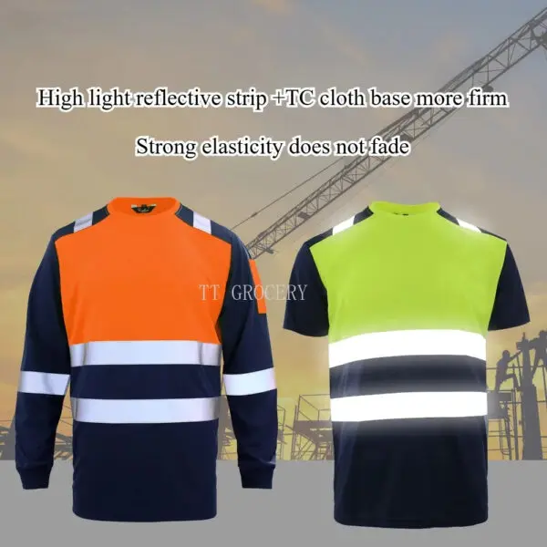 High Visibility Safety Work Shirts Summer Breathable Work T Shirt Reflective T-shirt Quick Dry Hi Vis Shirts Safety Clothing - Image 2