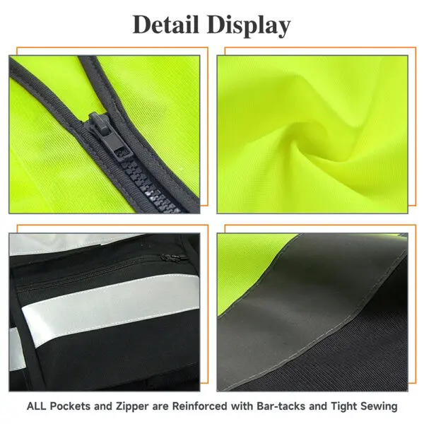 Custom LOGO Two Tone Safety Vests with Pockets and Zipper High Visibility Construction Working Vest Hi Vis Workwear - Image 4