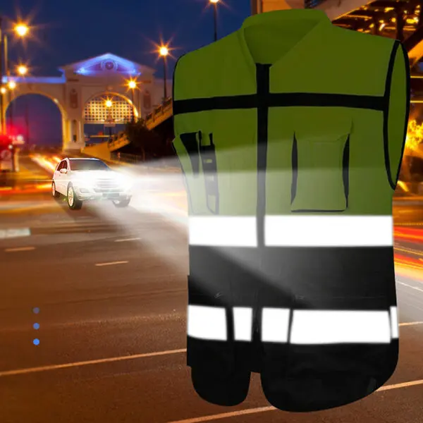 Custom LOGO Two Tone Safety Vests with Pockets and Zipper High Visibility Construction Working Vest Hi Vis Workwear - Image 5