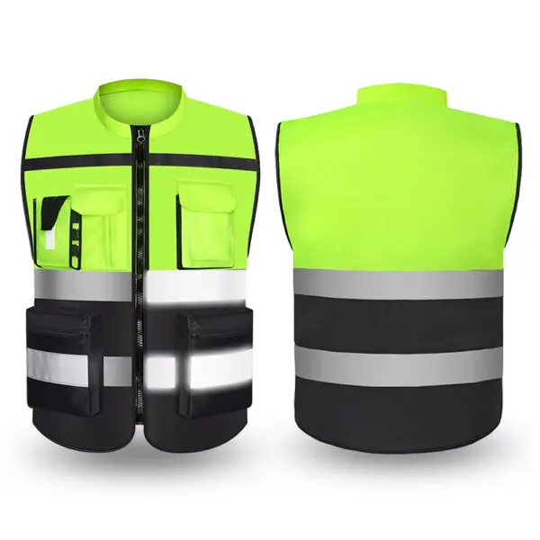 Custom LOGO Two Tone Safety Vests with Pockets and Zipper High Visibility Construction Working Vest Hi Vis Workwear - Image 8