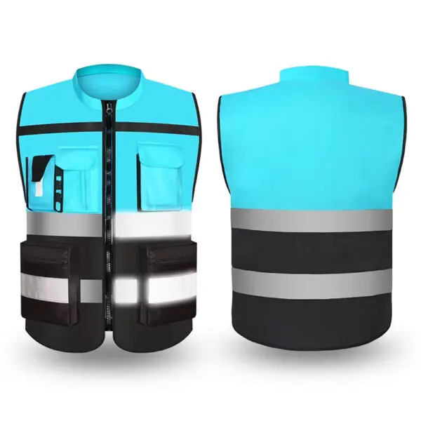 Custom LOGO Two Tone Safety Vests with Pockets and Zipper High Visibility Construction Working Vest Hi Vis Workwear - Image 11