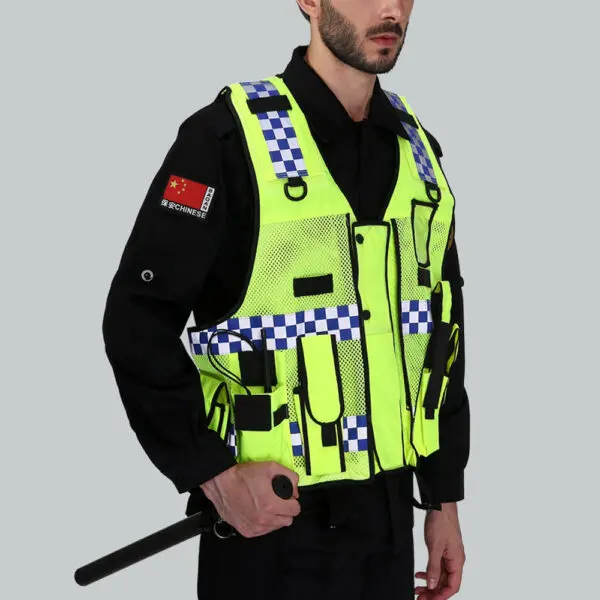 Multi Pocket Construction Vest Police Traffic Road Safety Protection Night Duty Working Clothes Hi Vis Workwear - Image 4
