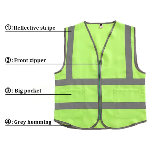 Size M-4XL Security Guard Vest With Pockets Hi Vis Vest Outdoor Construction Protective Workwear - Image 2