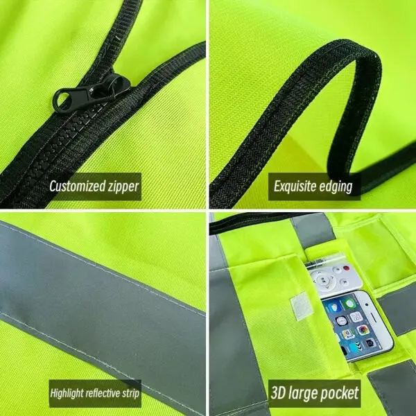 High Visibility Labor Protection Vests, Work Clothes, Motorcycle and Bicycle Sports Outdoor Safety Suits, Eye-catching Jackets - Image 4