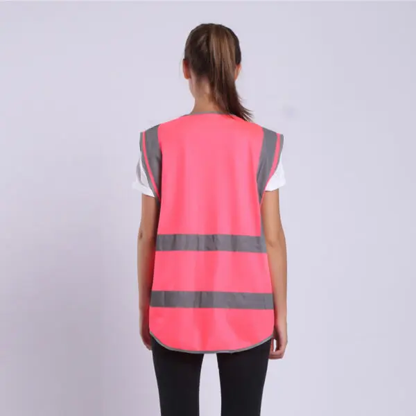 Pink Work Vest For Women Hi Vis Vest With Pockets And Zipper Uniforms - Image 4