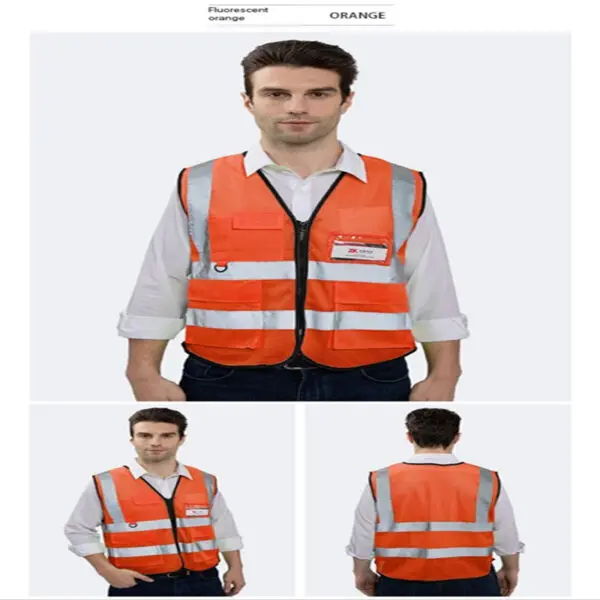 Construction Site Environmental Sanitation Reflective Clothing Fluorescent Mesh Safety Reflective Tank Top Peach Heart Mesh Yell - Image 2