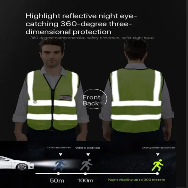 Construction Site Environmental Sanitation Reflective Clothing Fluorescent Mesh Safety Reflective Tank Top Peach Heart Mesh Yell - Image 5