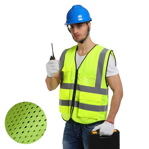 Multi Pockets Workwear Mesh Work Vest Traffic Road Construction Work Vest - Image 3