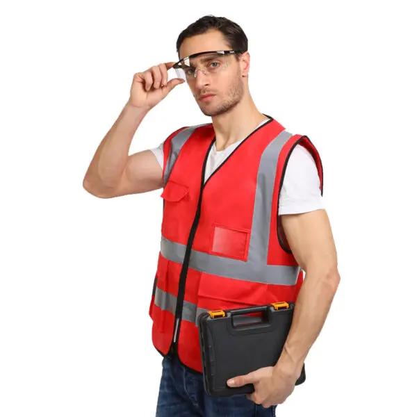 Multi Pockets Workwear Mesh Work Vest Traffic Road Construction Work Vest - Image 4