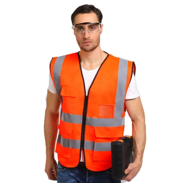 Multi Pockets Workwear Mesh Work Vest Traffic Road Construction Work Vest - Image 11