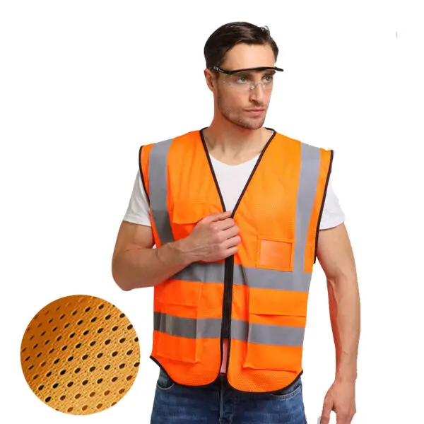 Multi Pockets Workwear Mesh Work Vest Traffic Road Construction Work Vest - Image 12