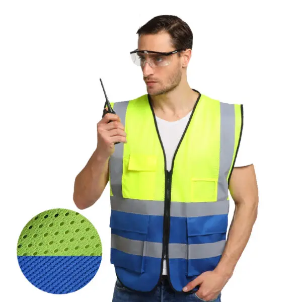 Multi Pockets Workwear Mesh Work Vest Traffic Road Construction Work Vest - Image 13