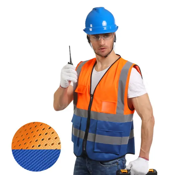 Multi Pockets Workwear Mesh Work Vest Traffic Road Construction Work Vest - Image 14