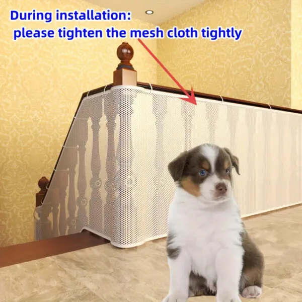Kids Stairs Safety Net Durable Dog Safety Fence Protective Multipurpose Bannister Guard Deck Fence Fine Mesh for Balcony Stairs - Image 3