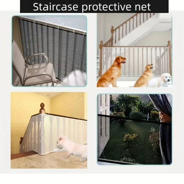 Kids Stairs Safety Net Durable Dog Safety Fence Protective Multipurpose Bannister Guard Deck Fence Fine Mesh for Balcony Stairs - Image 4