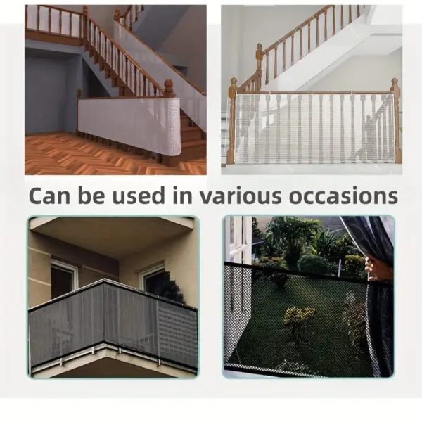 Kids Stairs Safety Net Durable Dog Safety Fence Protective Multipurpose Bannister Guard Deck Fence Fine Mesh for Balcony Stairs - Image 5