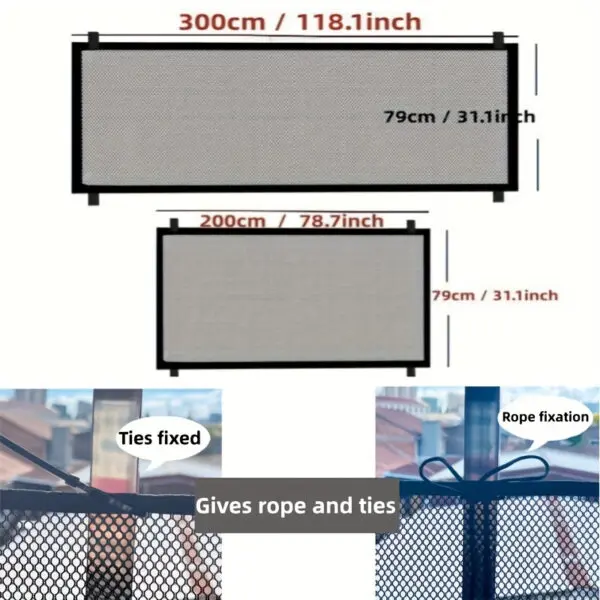 Kids Stairs Safety Net Durable Dog Safety Fence Protective Multipurpose Bannister Guard Deck Fence Fine Mesh for Balcony Stairs - Image 6