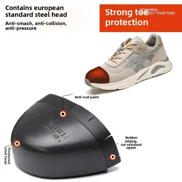 New Lightweight and Breathable Labor Protection Shoes for Men and Women Anti Smashing and Anti Piercing Steel Toe Safety Shoes - Image 3