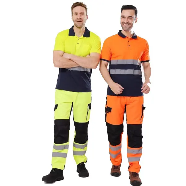 Work Hi Vis Polo T-Shirt High Visibility Reflective Tape Reflective Pants Man Work High Visibility Workwear - Image 2