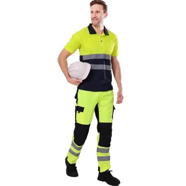 Work Hi Vis Polo T-Shirt High Visibility Reflective Tape Reflective Pants Man Work High Visibility Workwear - Image 3