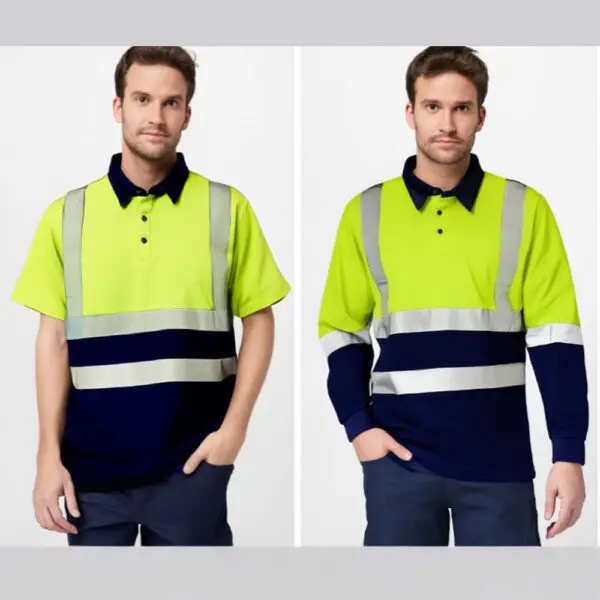 Reflective Polo Shirt Quick Drying Construction Site Worker Clothes Custom LOGO Short Sleeves Fluorescent T-shirt Workwear - Image 4