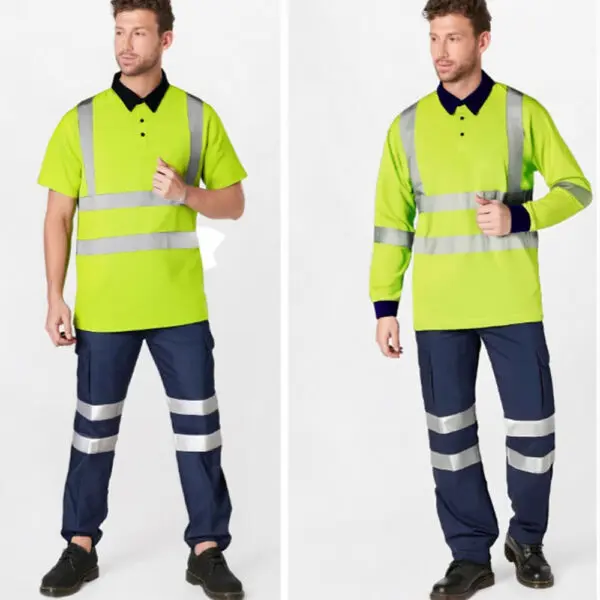Reflective Polo Shirt Quick Drying Construction Site Worker Clothes Custom LOGO Short Sleeves Fluorescent T-shirt Workwear - Image 5